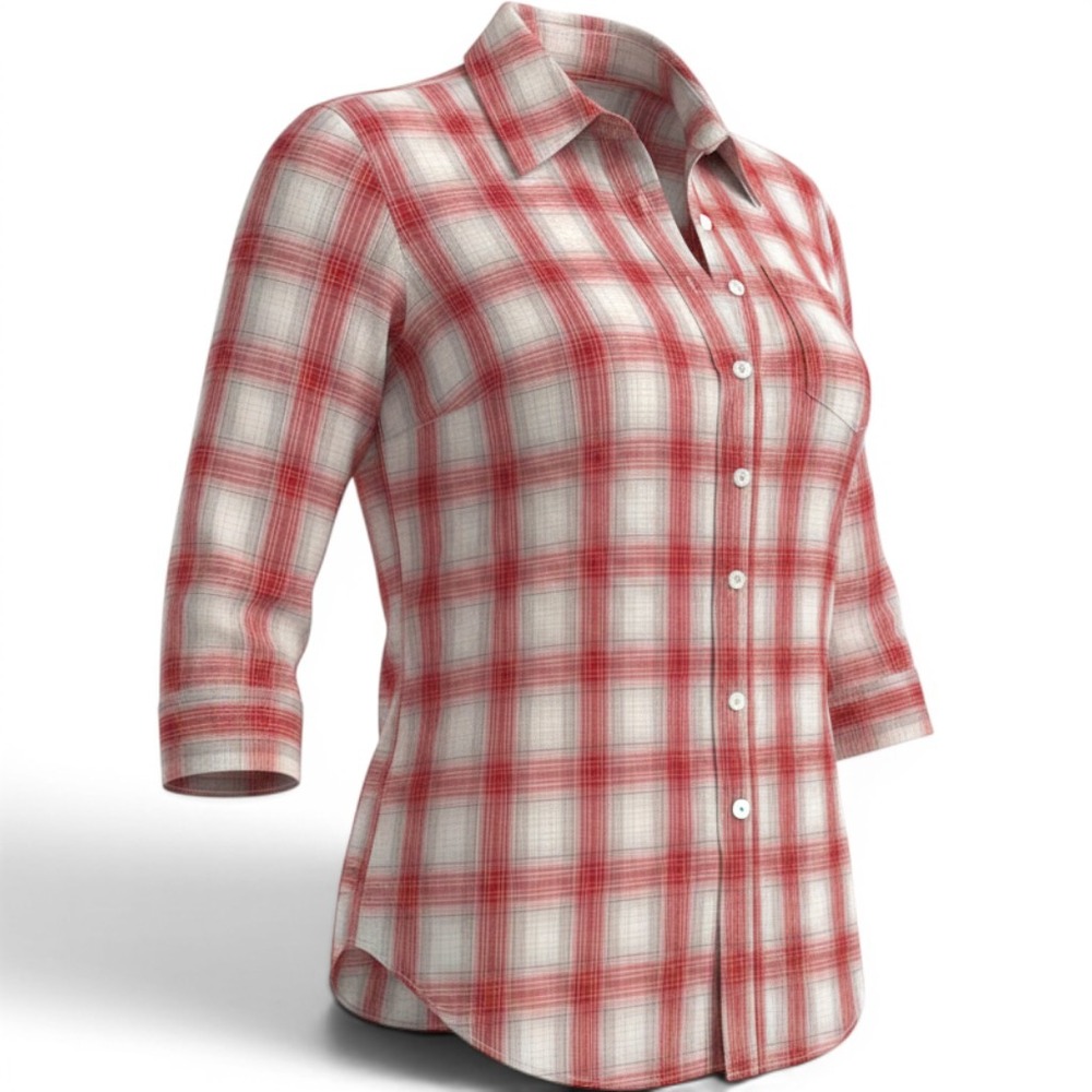 J.Crew Boyfriend Shirt Red White Plaid Cotton Button Down Top Womens Size M